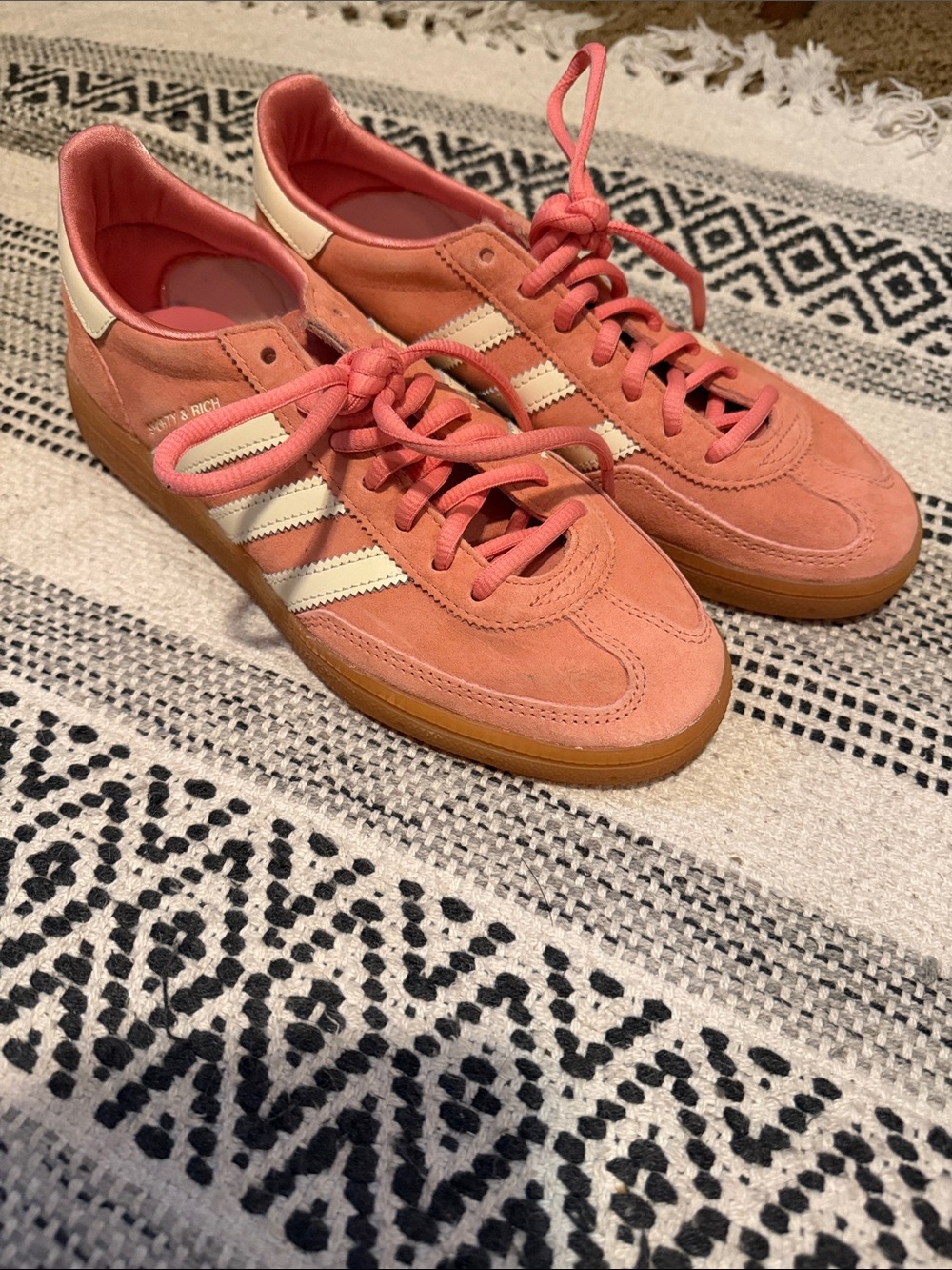 adidas Pink Suede Sneakers with Cream Stripes